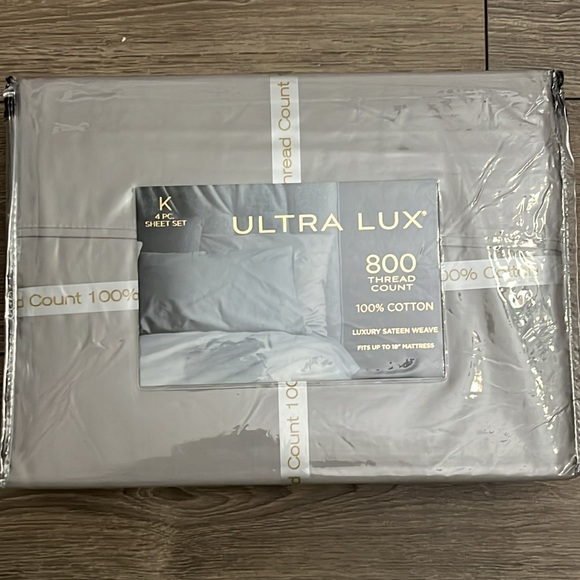 Ultra Lux 100% Cotton 800 Thread Count Luxury Sateen Weave 4 Pc  Sheet Set - Picture 3 of 7